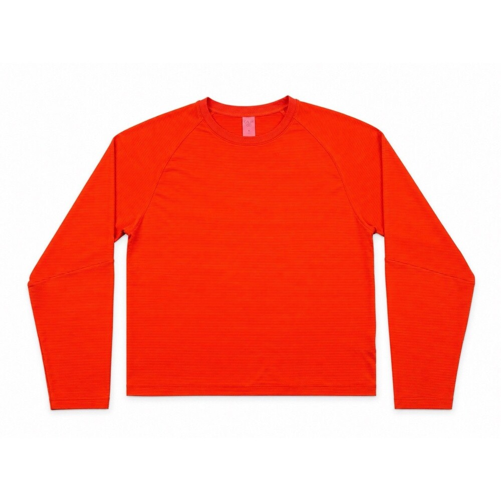 CALIA Women’s Medium Red/Orange Ribbed Long Sleeve Athletic Top Workout Shirt